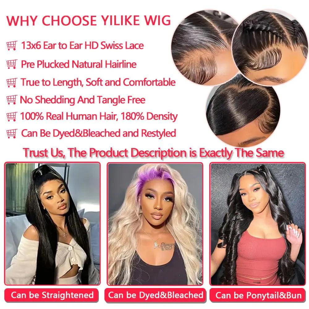 13x6 HD Lace Front Wigs Human Hair Pre Plucked 180% Density Body Wave Closure Wigs Human Hair for Women Human Hair Wig with Baby Hair Natural Color 24 Inch 13x6 Body Wave Human Hair Wig - Evallys.com # #