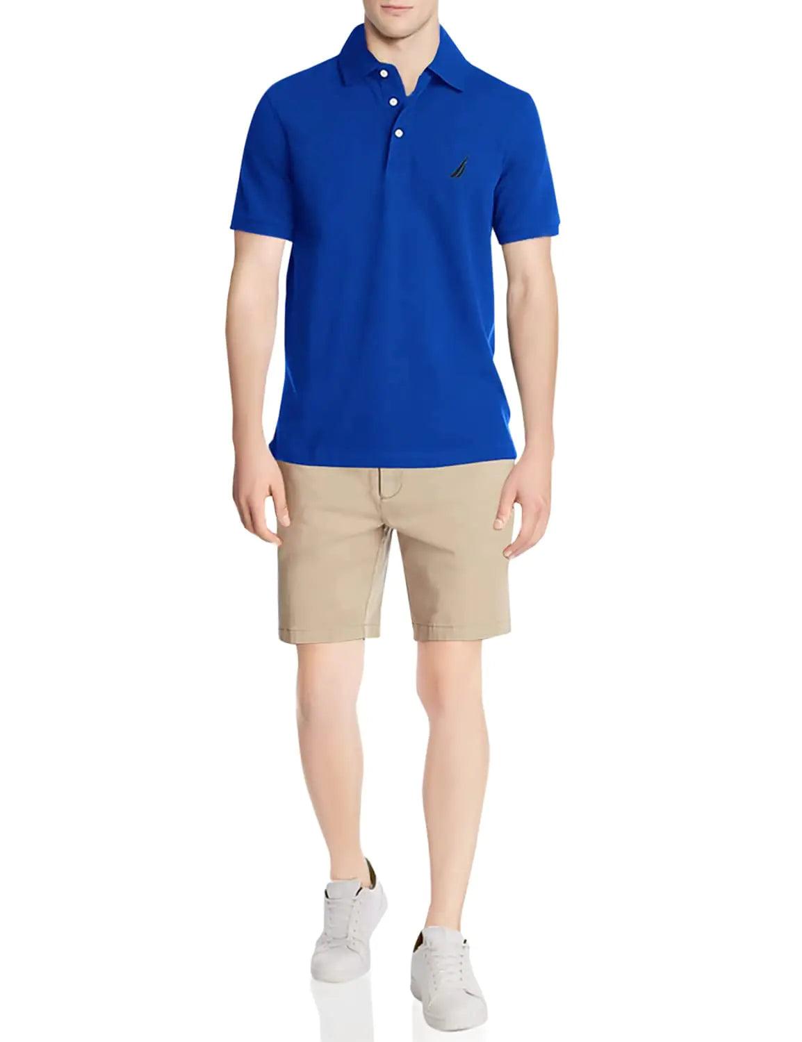 Nautica Men's Short Sleeve Solid Stretch Cotton Pique Polo Shirt XX-Large Bright Cobalt - Evallys.com # #