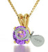 14k Yellow Gold Aries Necklace Zodiac Pendant 24k Gold inscribed on Crystal - Evallys.com
