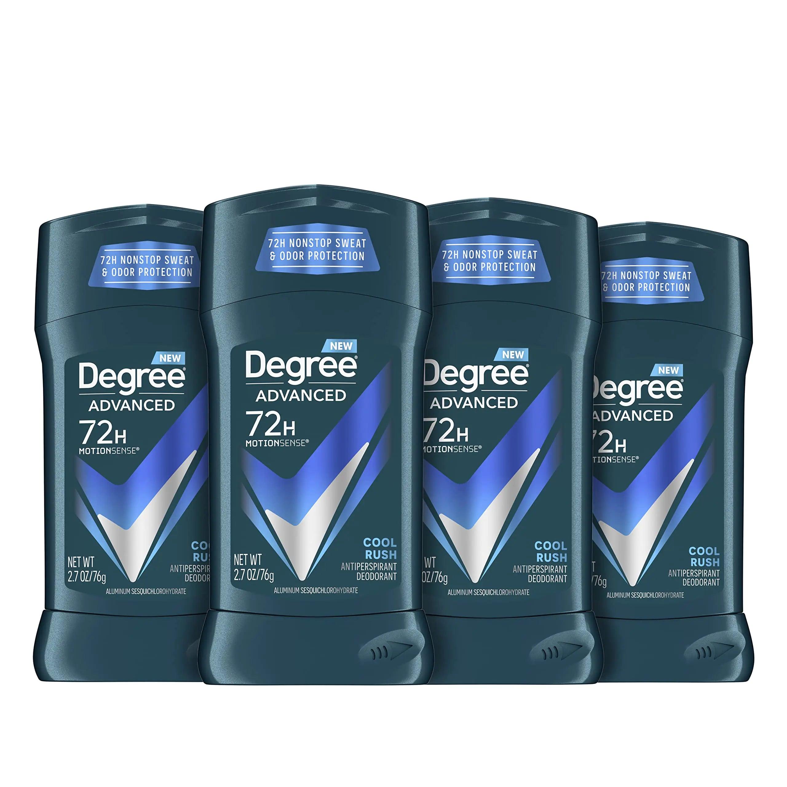 Degree Men Advanced Protection Antiperspirant Deodorant Cool Rush 4 count 72-Hour Sweat and Odor Protection Antiperspirant For Men With MotionSense Technology 2.7 oz Fresh 10.8 Ounce (Pack of 1) - Evallys.com # #