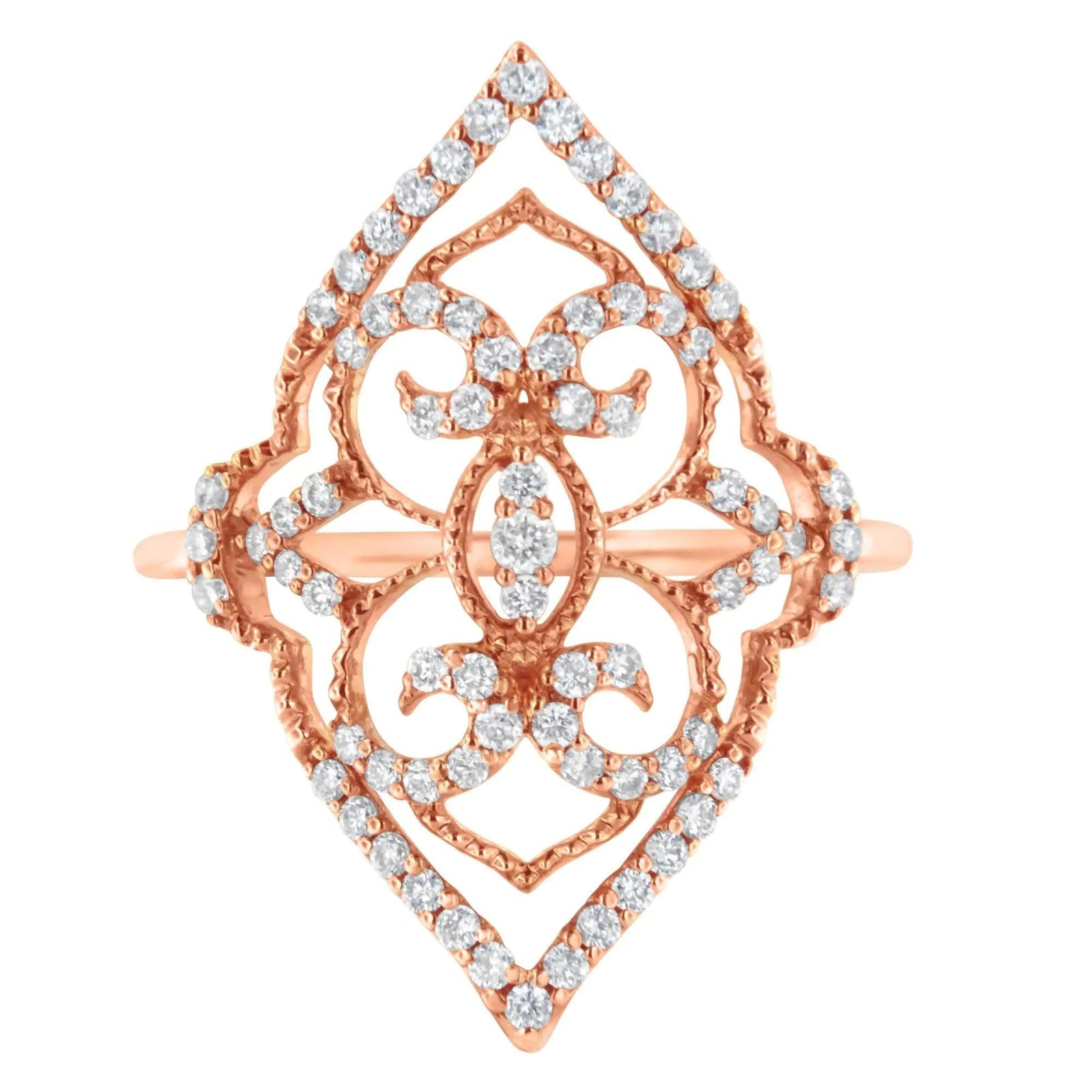 10K Rose Gold Diamond Cocktail Ring (1/2 Cttw, H-I Color, I1-I2 Clarity) - Evallys.com # #