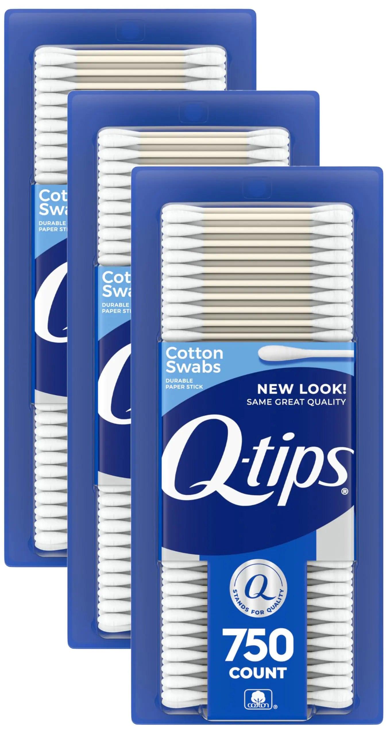 Q-tips Cotton Swabs for Hygiene and Beauty Care Original Cotton Swab Made with 100% Cotton 750 Count (Pack of 3) 750 Count (Pack of 3) - Evallys.com # #