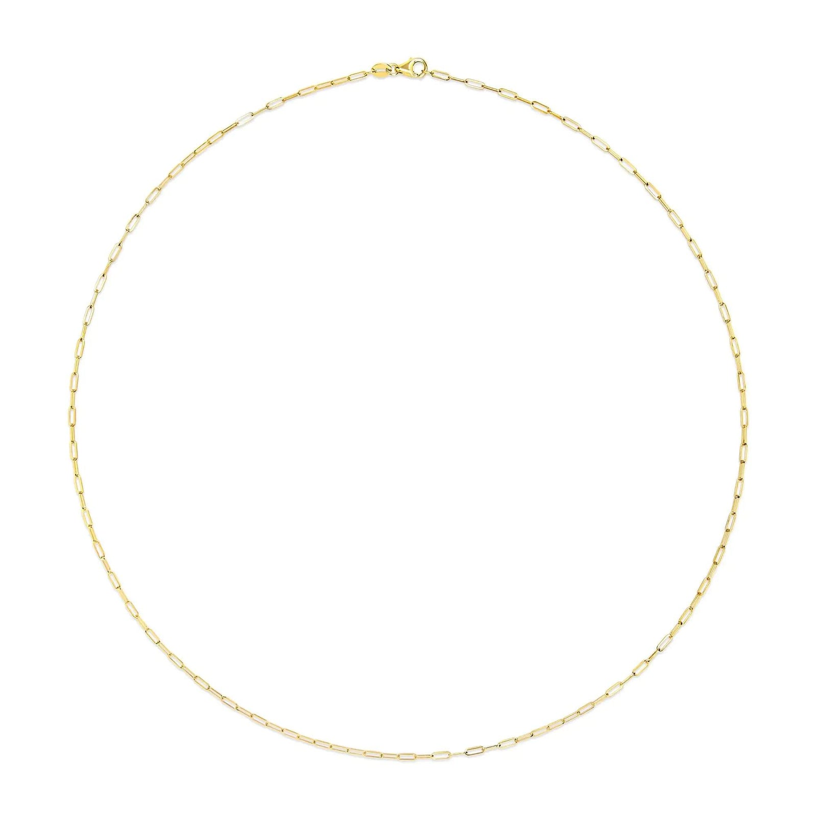Unisex Solid 14K Gold 1.5mm Paperclip Chain Necklace - Choice of Length and Metal Color - Evallys.com