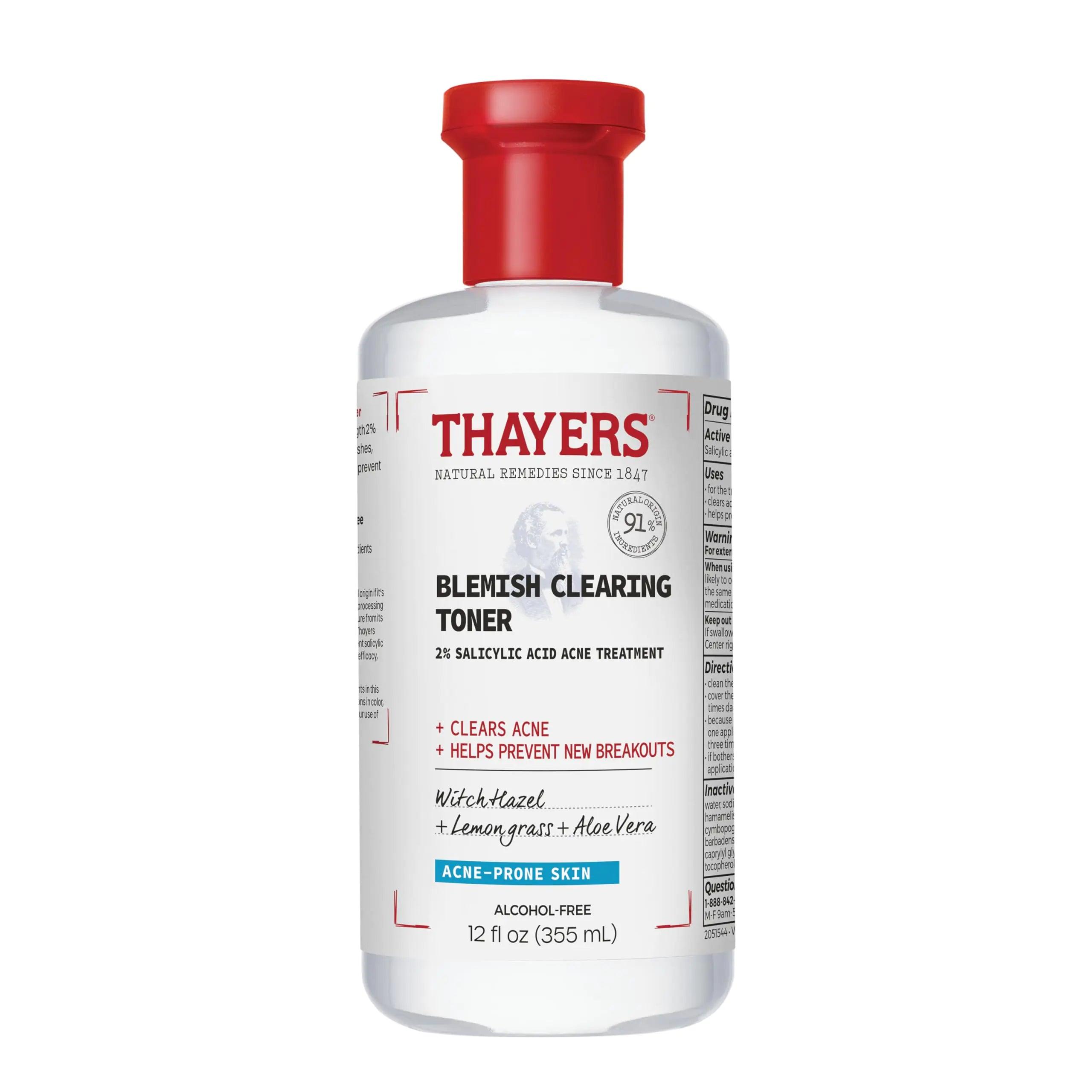 Thayers Blemish Clearing Salicylic Acid Toner, Acne Treatment Face Toner with 2% Salicylic Acid, Soothing and Non-Stripping Skin Care, 12 Fl Oz Blemish Clearing Toner 12 Fl Oz (Pack of 1) - Evallys.com # #