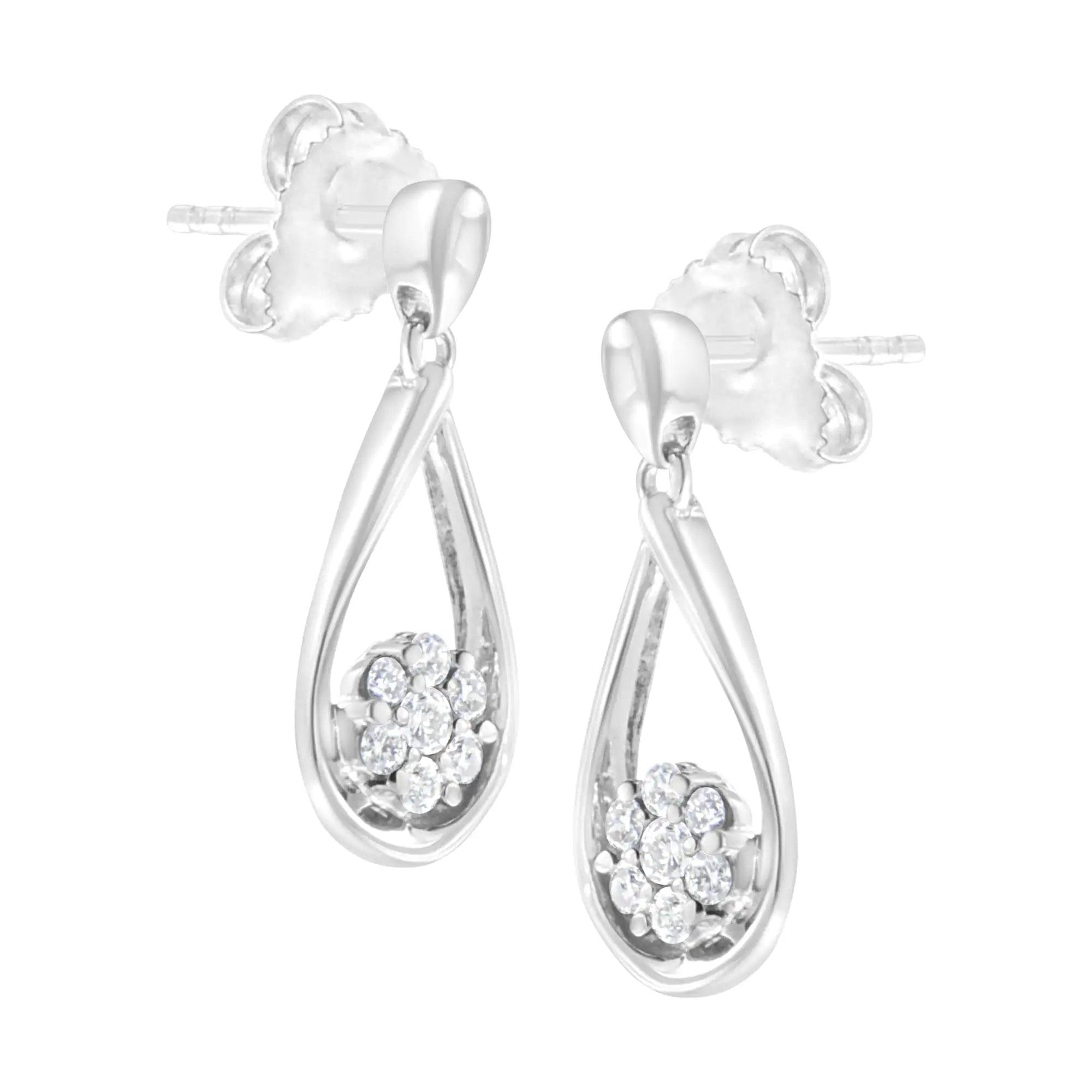 .925 Sterling Silver 1/3 cttw Lab Grown Diamond Drop Earring (F-G Color, VS2-SI1 Clarity) - Evallys.com # #