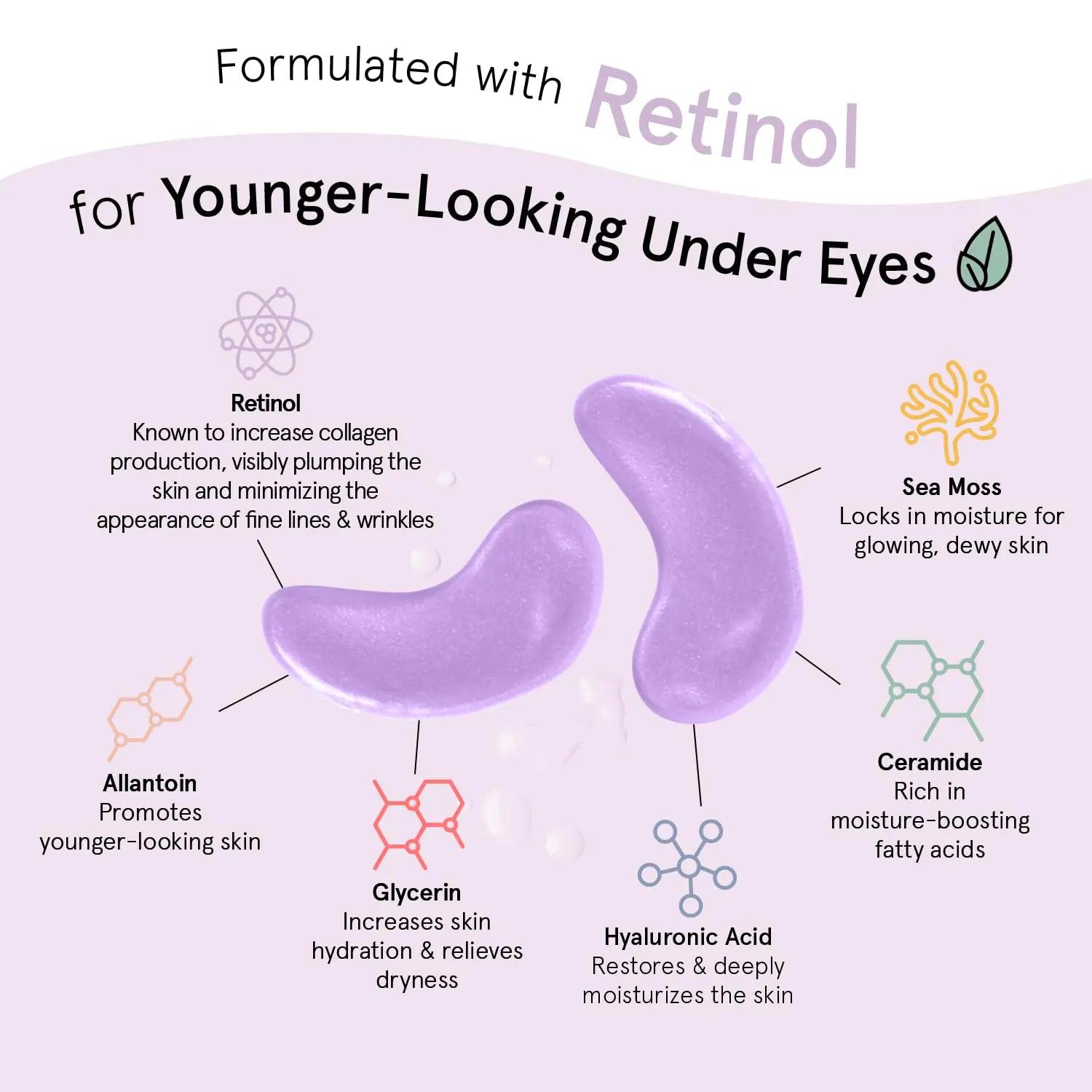 grace & stella Eye Treatment Gels - Dermatologist Tested - Under Eye Masks With Retinol - Restoring Under Eye Patches for Puffy Eyes and Dark Circles - Vegan, Cruelty-Free (Purple (24 Pairs)) Retinol Eye Mask 24 Count (Pack of 1) - Evallys.com # #