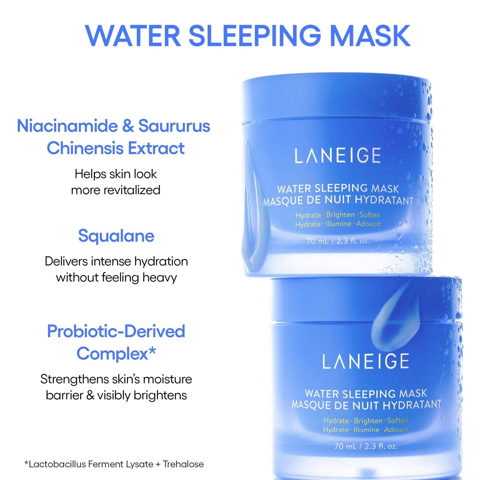 LANEIGE Water Sleeping Mask: Korean Overnight Mask, Squalane, Probiotic-Derived Complex, Hydrate, Barrier-Boosting, Visibly Smooth and Brighten Dream Team Trio - Evallys.com # #