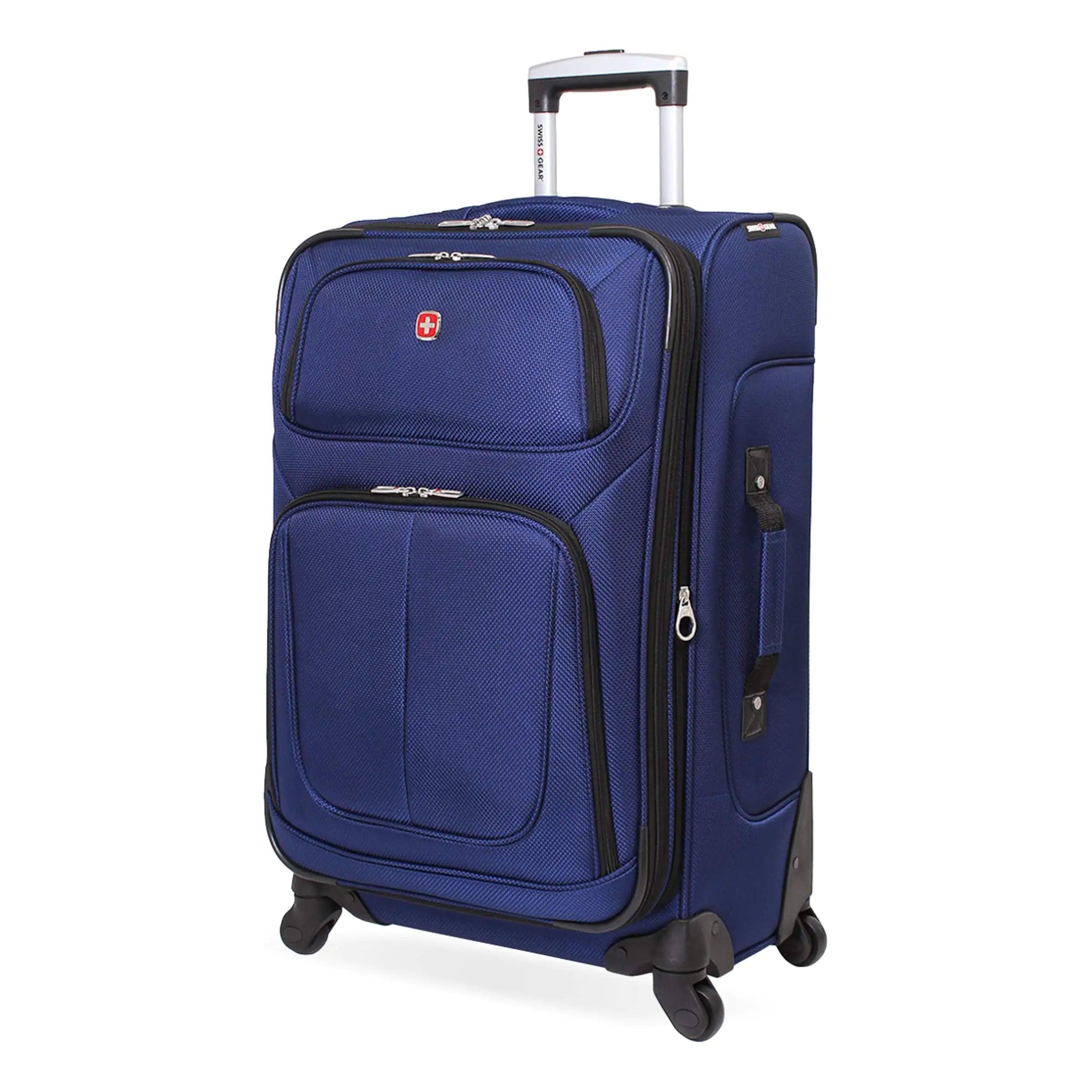 SwissGear Sion Softside Expandable Luggage, Blue, Checked-Medium 25-Inch - Evallys.com # #