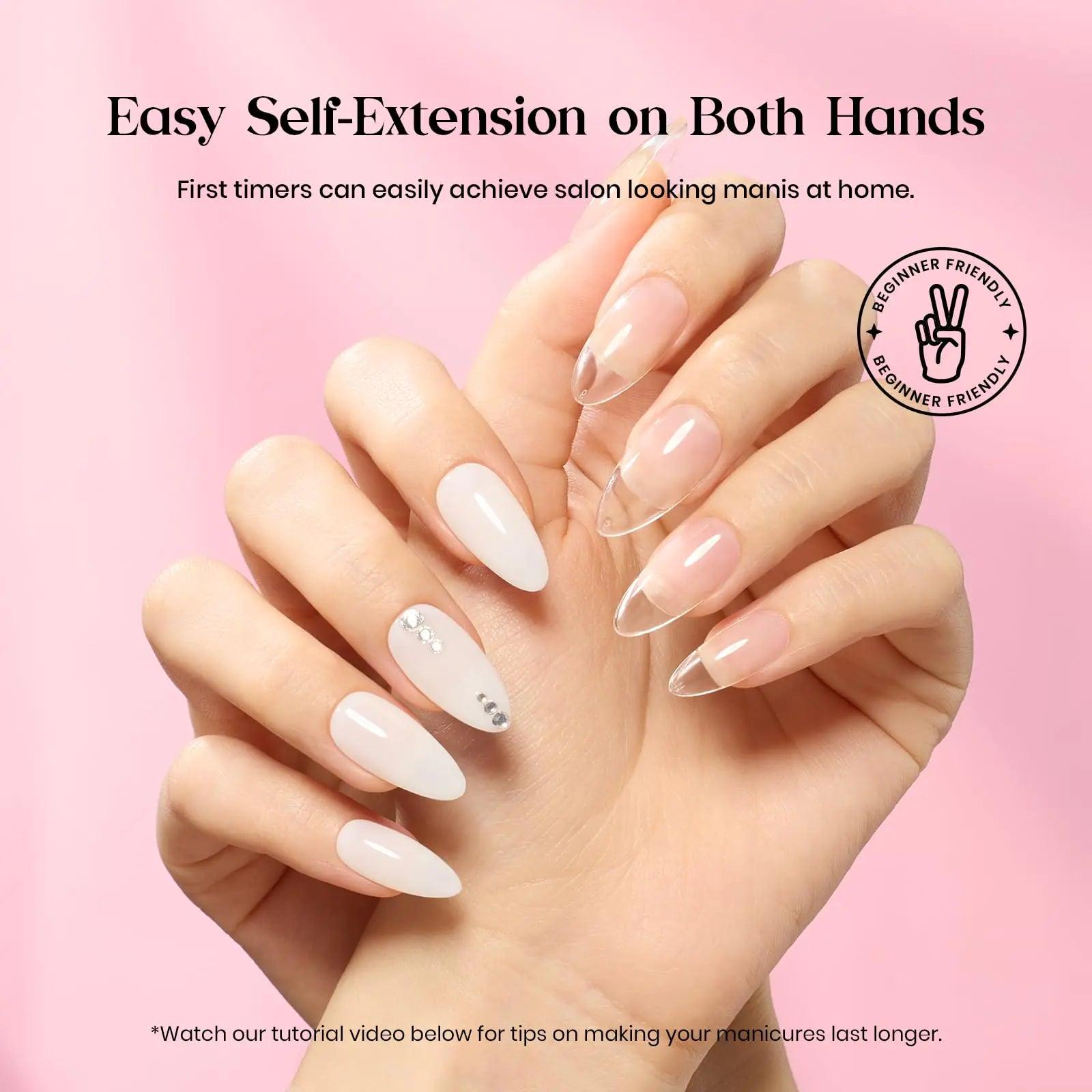 Beetles Gel Nail Kit 600Pcs Medium Almond Nail Tips with Milky White Gel Polish Top Coat, 15 Sizes Soft Clear Gel Nail Tips 5 In 1 Nail Glue Uv Nail Lamp for Nail Extension DIY Nail Salon Gift for Her B-Medium Almond 600pcs(Gel Polish & Top Coat） - Evallys.com # #