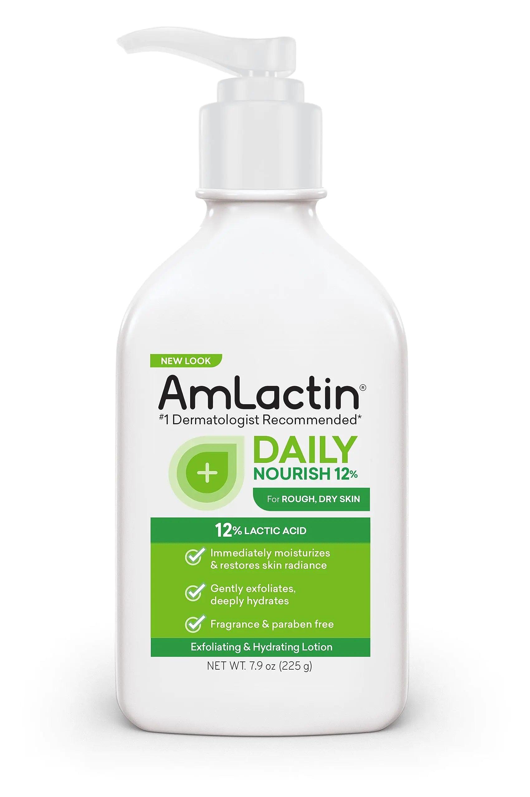 AmLactin Daily Moisturizing Lotion for Dry Skin – 7.9 oz Pump Bottle – 2-in-1 Exfoliator - Body Lotion with 12% Lactic Acid, Dermatologist-Recommended (Packaging May Vary) 7.9 Fl Oz (Pack of 1) - Evallys.com # #