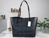 Coach (5696) Graphite Black Signature Coated Canvas City Tote Shoulder Handbag - Evallys.com # #