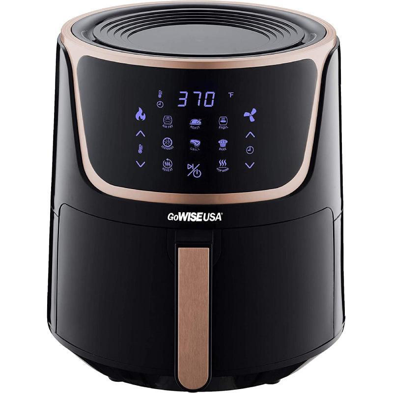 Gowise USA GW22955 7-Quart Electric Air Fryer with Dehydrator & 3 Stackable Racks, Digital Touchscreen with 8 Functions + Recipes, 7.0-Qt, Black/Copper - Evallys.com # #