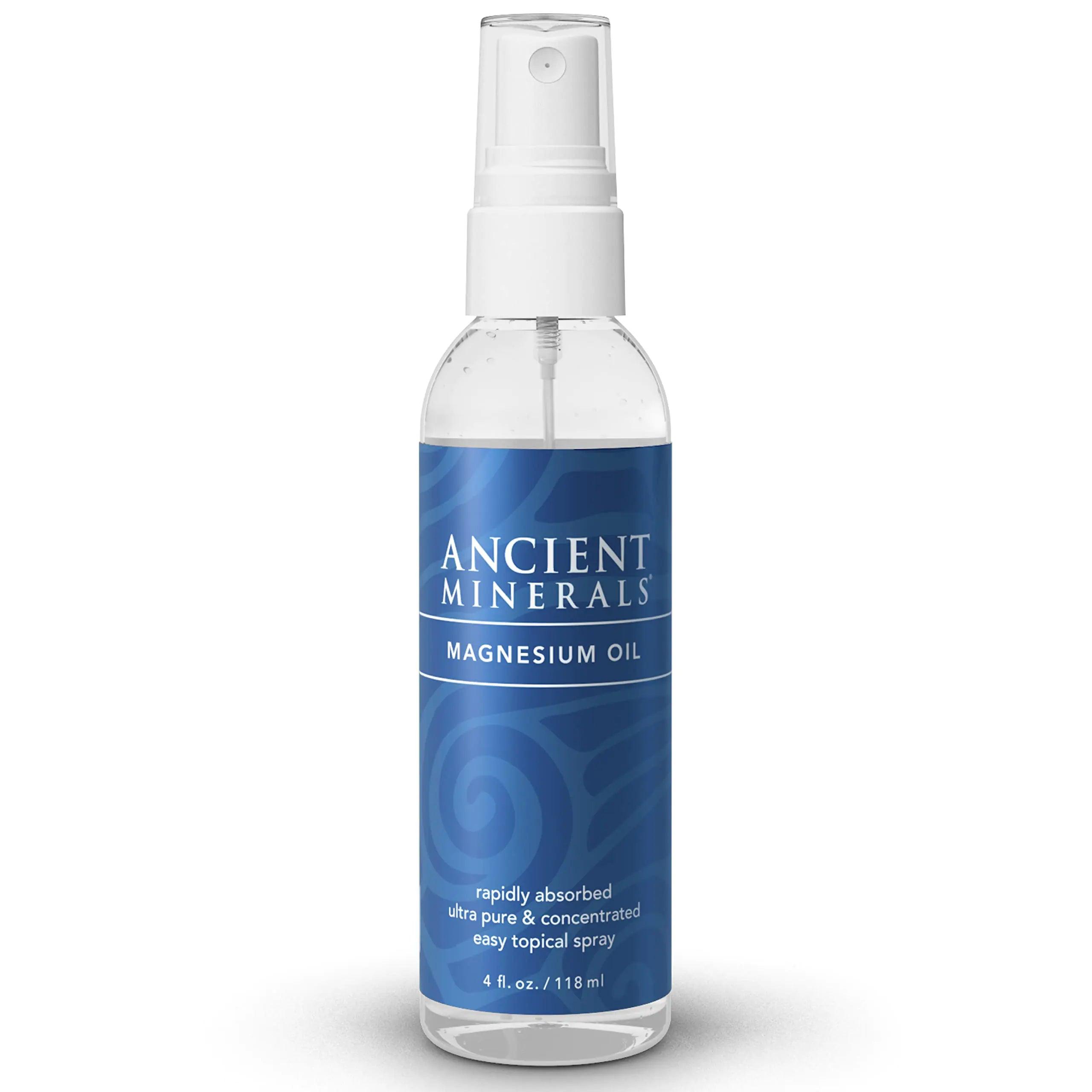 Ancient Minerals Magnesium Oil Spray Bottle of Pure Genuine Zechstein Magnesium Chloride - Topical Magnesium for Skin Application (4fl oz) 4 Fl Oz (Pack of 1) - Evallys.com # #