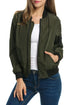 Zeagoo Women's Bomber Jacket Casual Coat Zip Up Outerwear Windbreaker with Pockets S-XXL Casual Jacket Large Army Green - Evallys.com # #