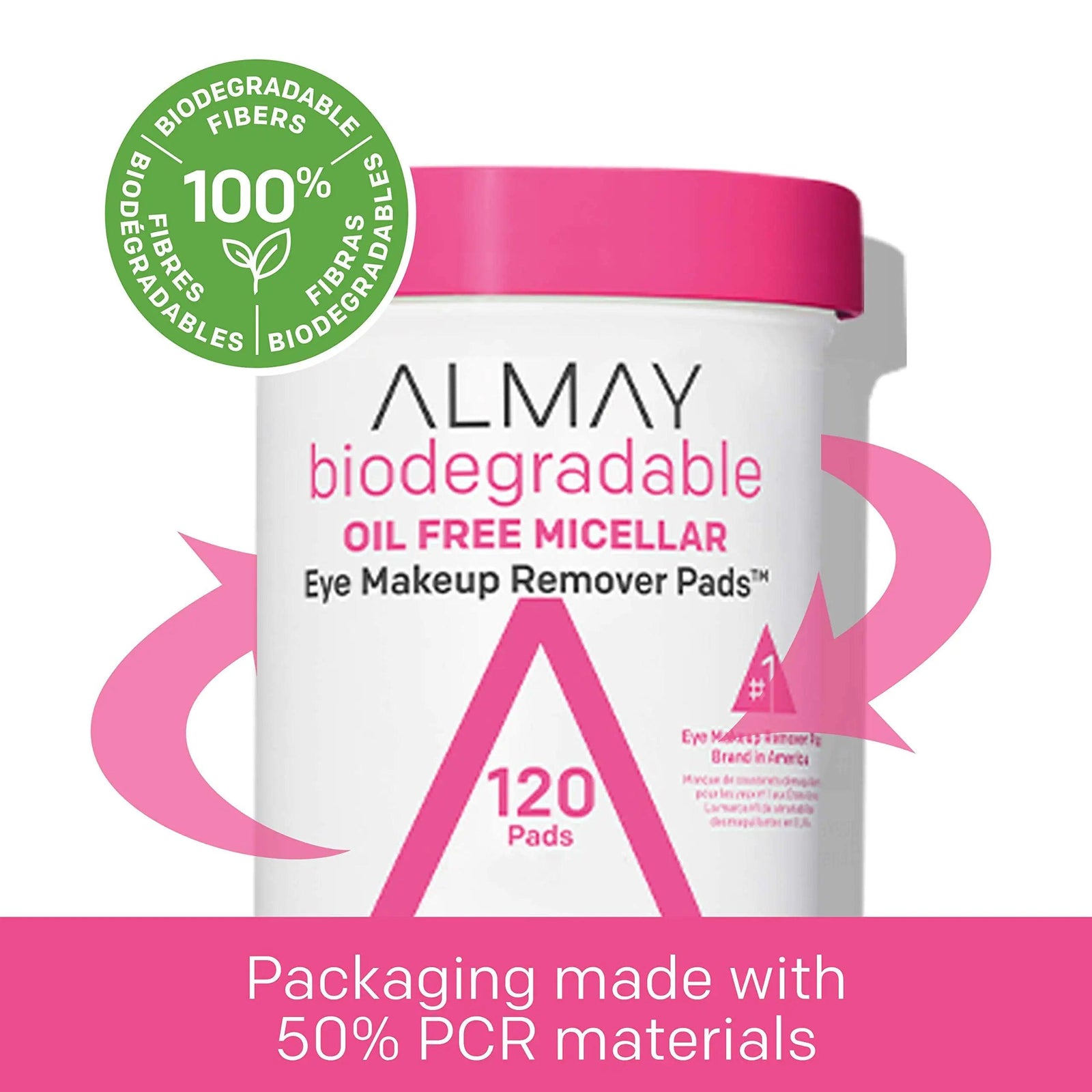 Almay Biodegradable Makeup Remover Pads, Micellar Gentle, Hypoallergenic, Fragrance-Free, Dermatologist & Ophthalmologist Tested, 120 count (Pack of 2) 120 Count (Pack of 2) - Evallys.com # #