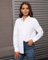 Women's Button Down Shirts Classic Fit Dress Shirt Work Business Casual Long Sleeve Blouse Tops Large White - Evallys.com # #