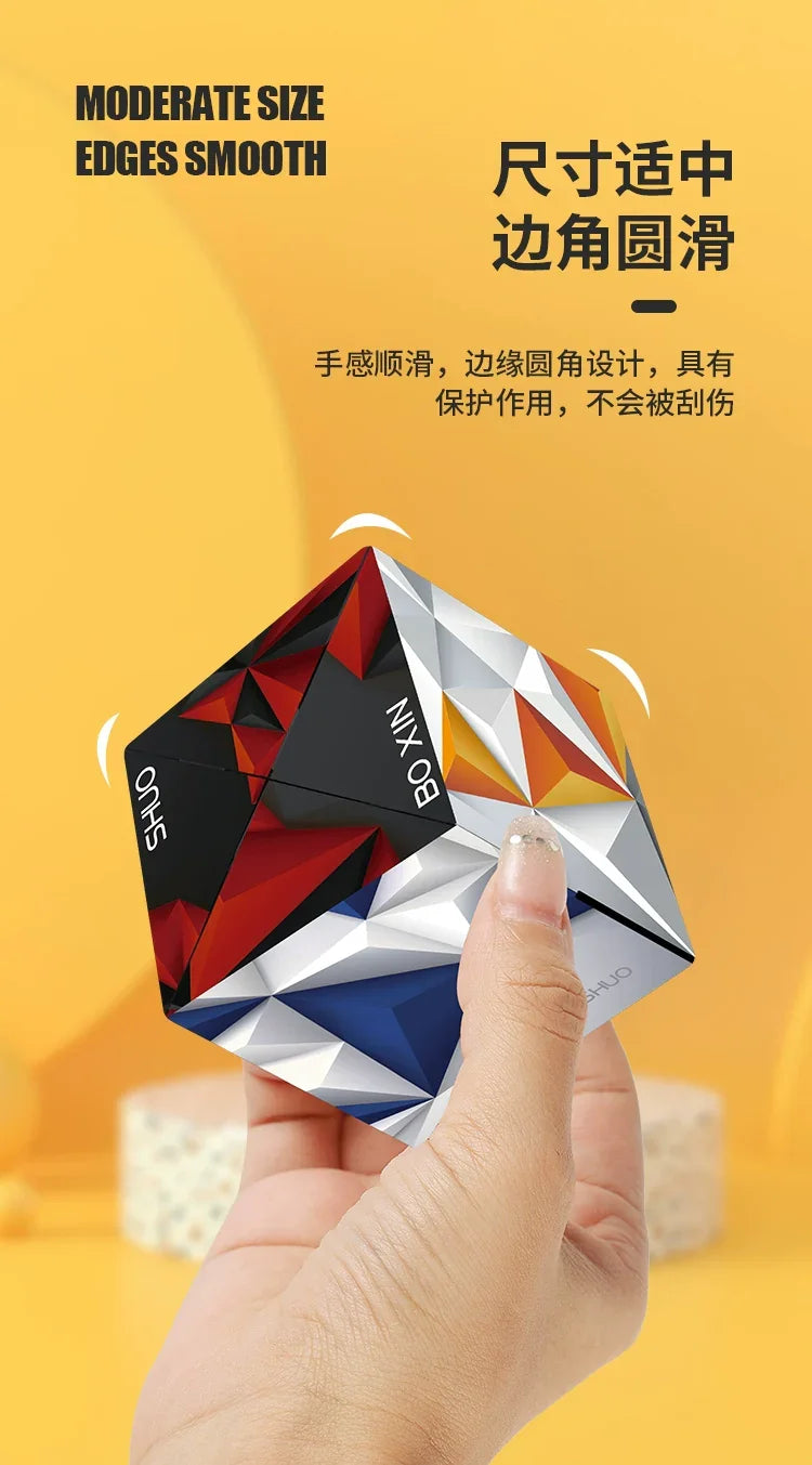 3D Geometric Magnetic Cube Sky Blue Variable Infinite Deformation Mechanical Cylindrical Educational Toy for Children and Men - Evallys.com