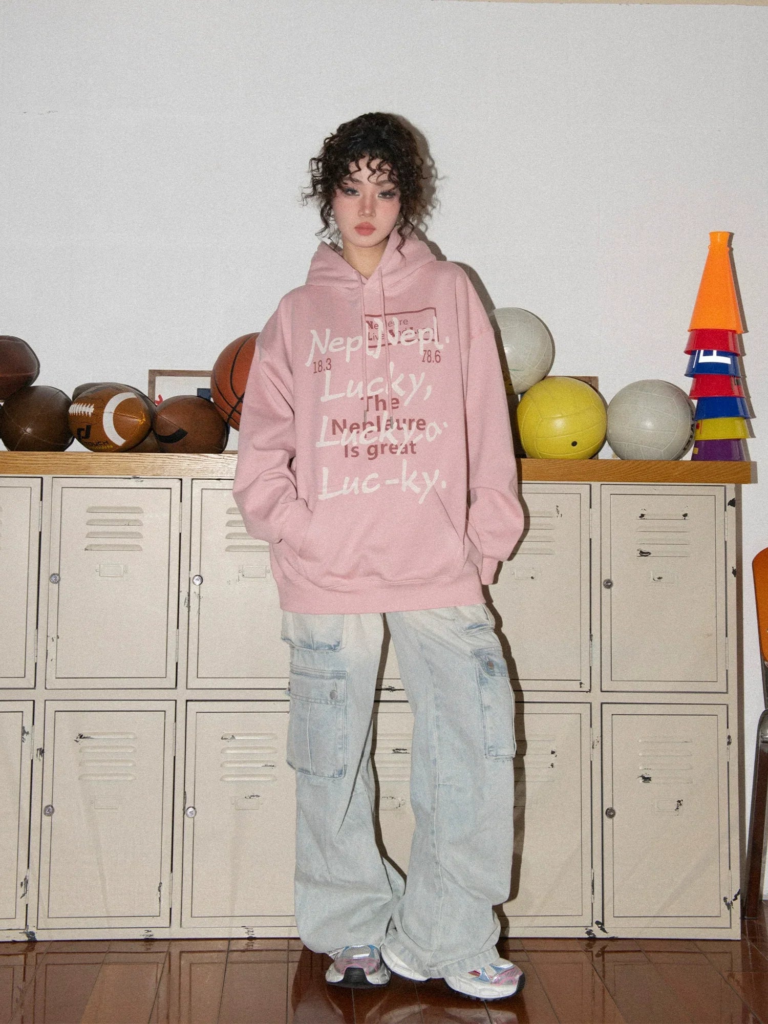 American Style Retro Alphabet Padded Fleece Sweater Women's Hooded Autumn and Winter 2023 New Winter Oversize Coat Fashion - Evallys.com