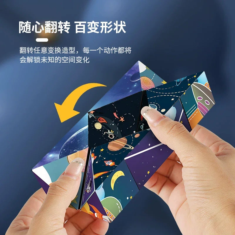 3D Geometric Magnetic Cube Sky Blue Variable Infinite Deformation Mechanical Cylindrical Educational Toy for Children and Men - Evallys.com
