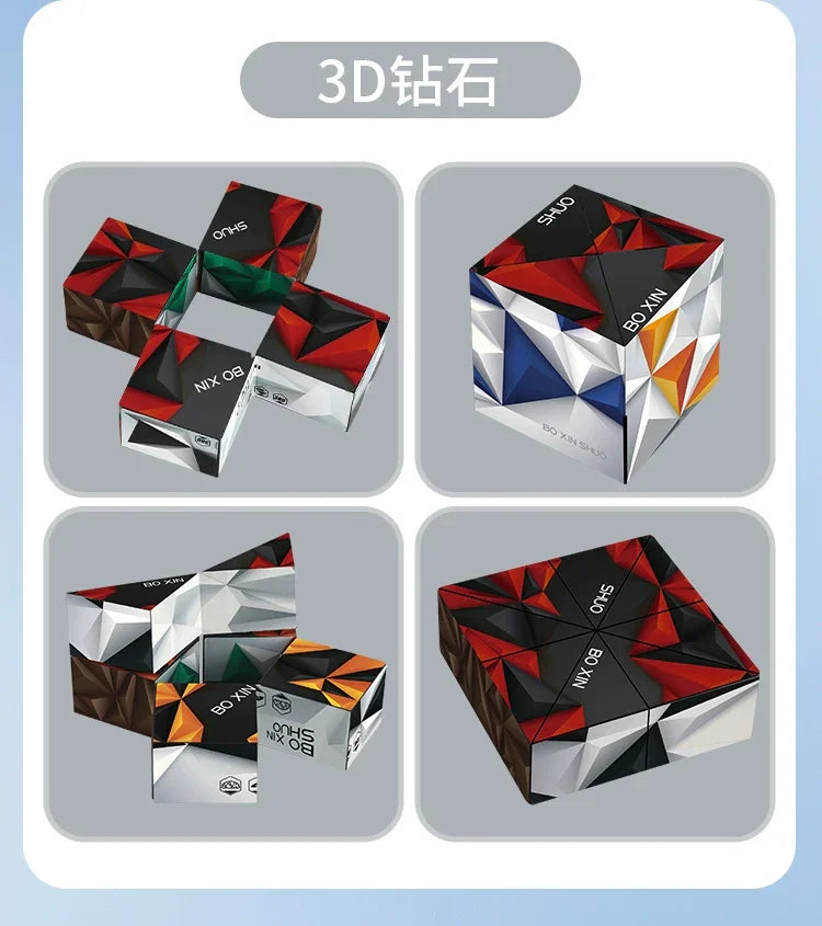 3D Geometric Magnetic Cube Sky Blue Variable Infinite Deformation Mechanical Cylindrical Educational Toy for Children and Men - Evallys.com