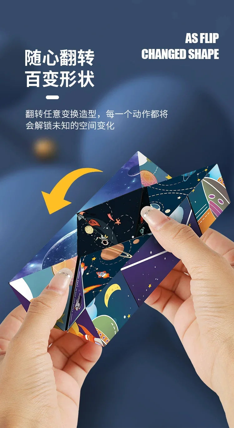 3D Geometric Magnetic Cube Sky Blue Variable Infinite Deformation Mechanical Cylindrical Educational Toy for Children and Men - Evallys.com