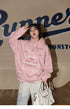 American Style Retro Alphabet Padded Fleece Sweater Women's Hooded Autumn and Winter 2023 New Winter Oversize Coat Fashion - Evallys.com