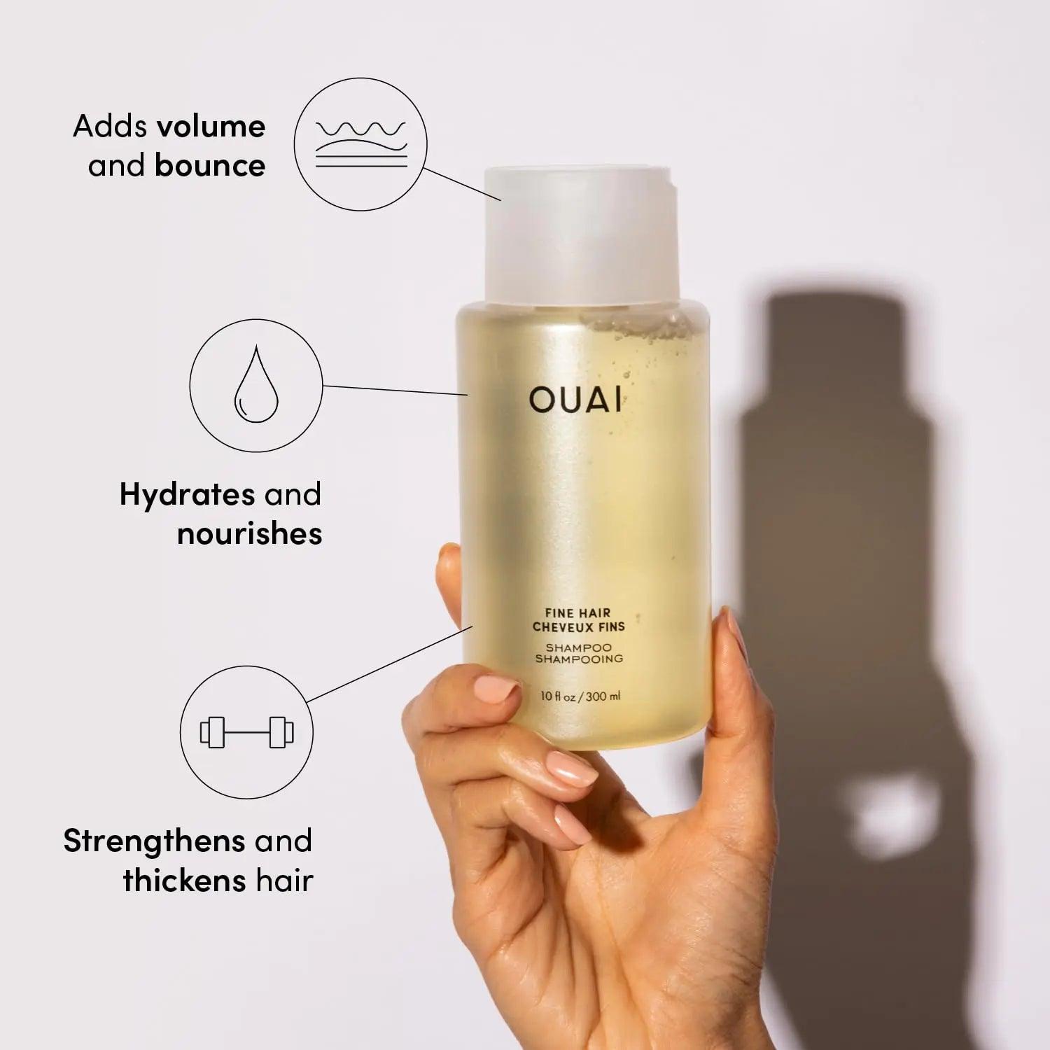 OUAI Fine Shampoo Refill - Volumizing Shampoo with Strengthening Keratin, Biotin & Chia Seed Oil for Fine Hair - Delivers Weightless Body - Paraben, Phthalate & Sulfate Free Hair Care - 32 fl oz 32 Fl Oz (Pack of 1) Fine Hair Shampoo - Refillable Size - Evallys.com # #