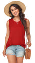 Womens Tank Tops Summer T Shirts Sleeveless Casual Loose Tunic Blouses Small Pure Red - Evallys.com