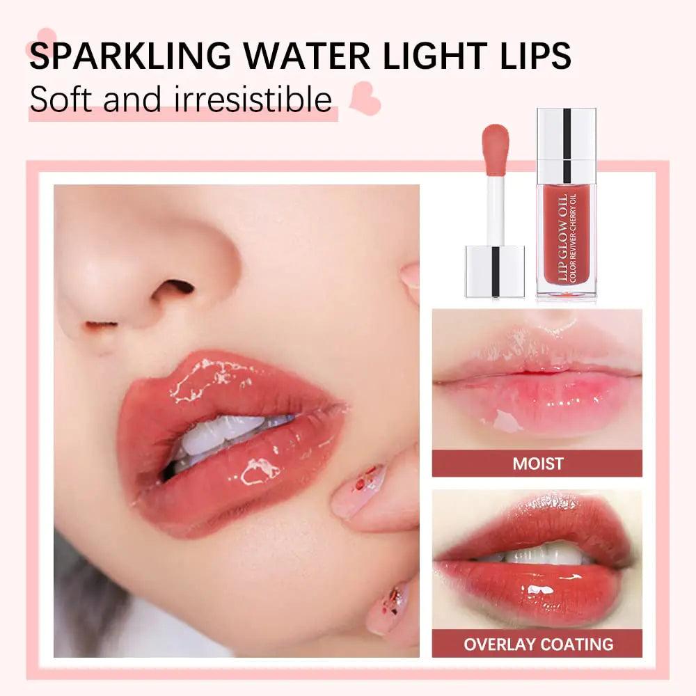 Hydrating Lip Glow Oil, Plumping Lip Oil, Tinted Lip Balm Lip Care, Transparent Toot Lip Oil, Moisturizing Lip Gloss, Non-Sticky Long Lasting Lip Oil Gloss, Lip Plumper Gloss 2PCS Cherry - Evallys.com # #