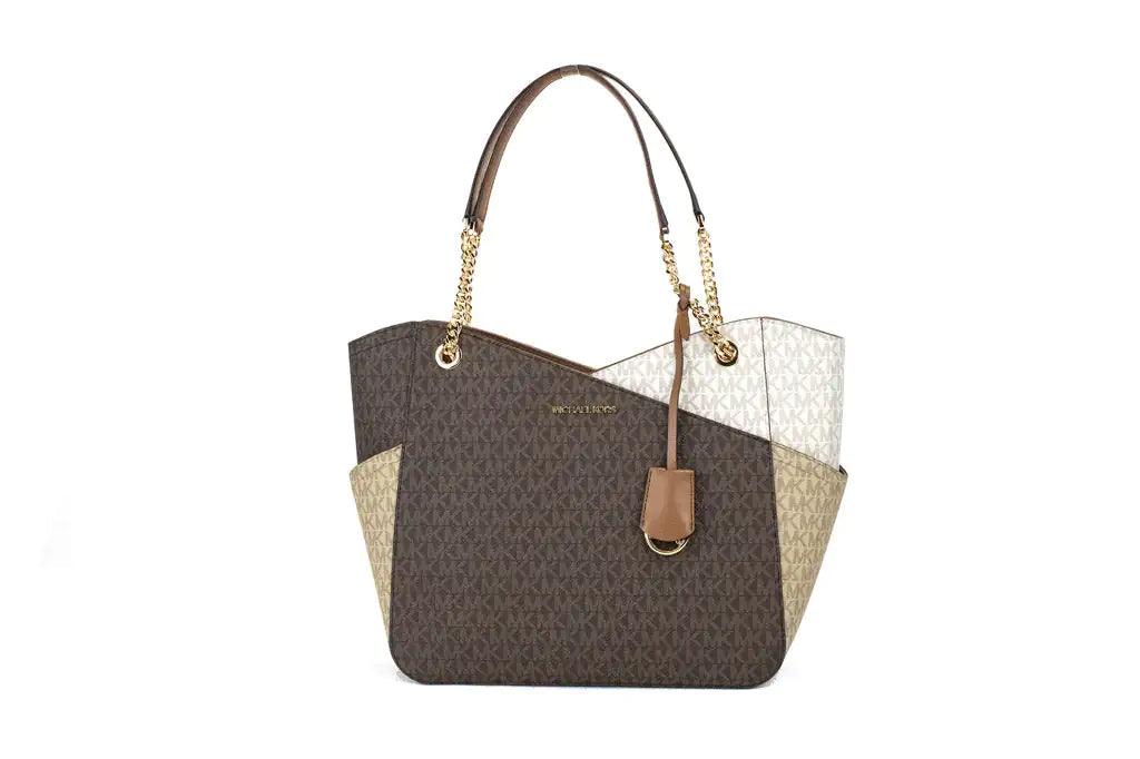 Michael Kors Jet Set Luggage Multi Signature X Cross Chain Shoulder Tote Handbag - Evallys.com # #