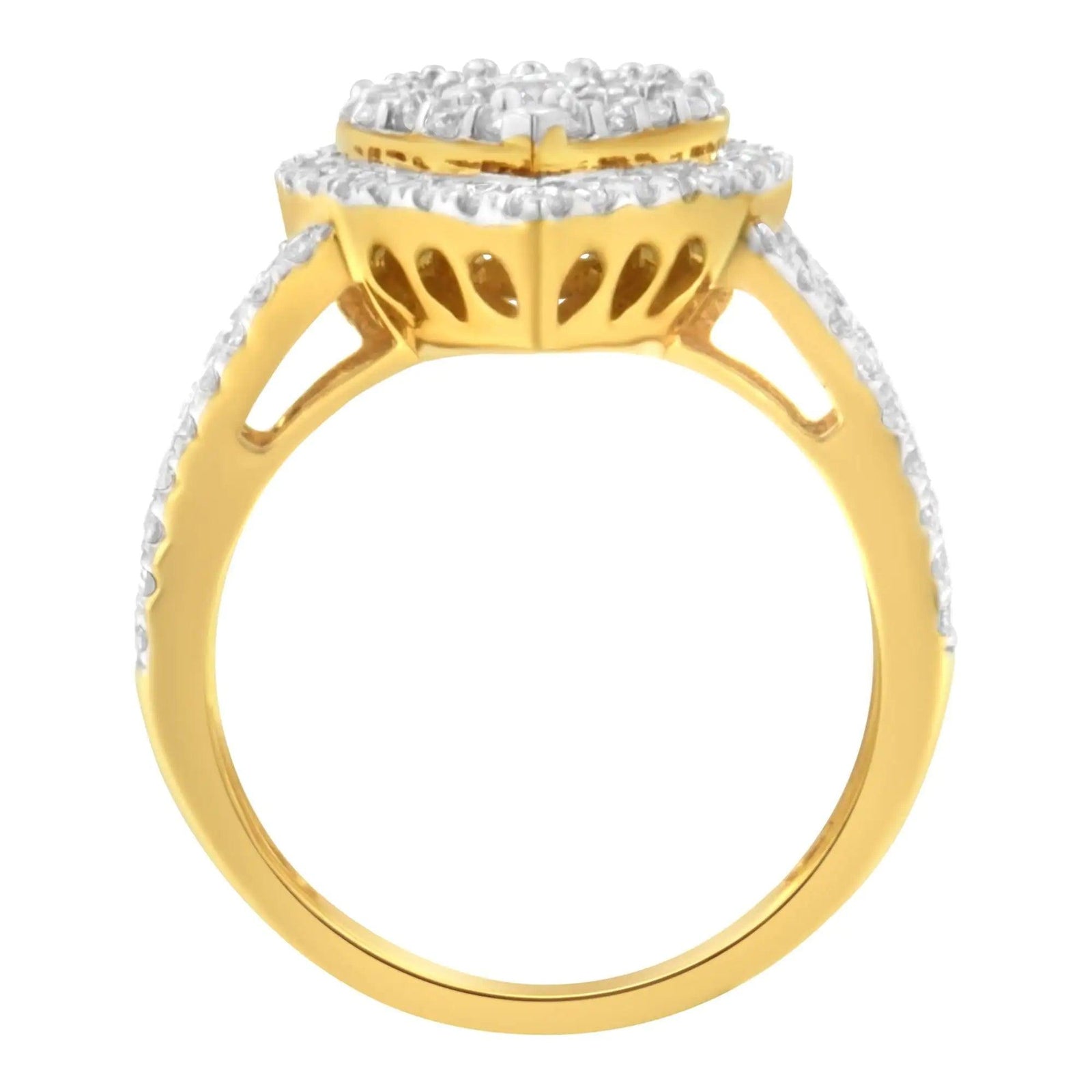 2 Micron Yellow Plated Sterling Silver Diamond Cluster Ring (1 1/2 cttw, J-K Color, I1-I2 Clarity) - Evallys.com # #