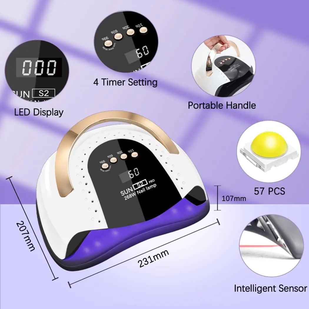 268W UV LED Nail Lamp, LKE Nail Dryer for Gel Polish, 4 Timers UV Nail Lamp Professional Nail Light, 57Pcs Lamp Beads and Automatic Sensor(White) - Evallys.com # #