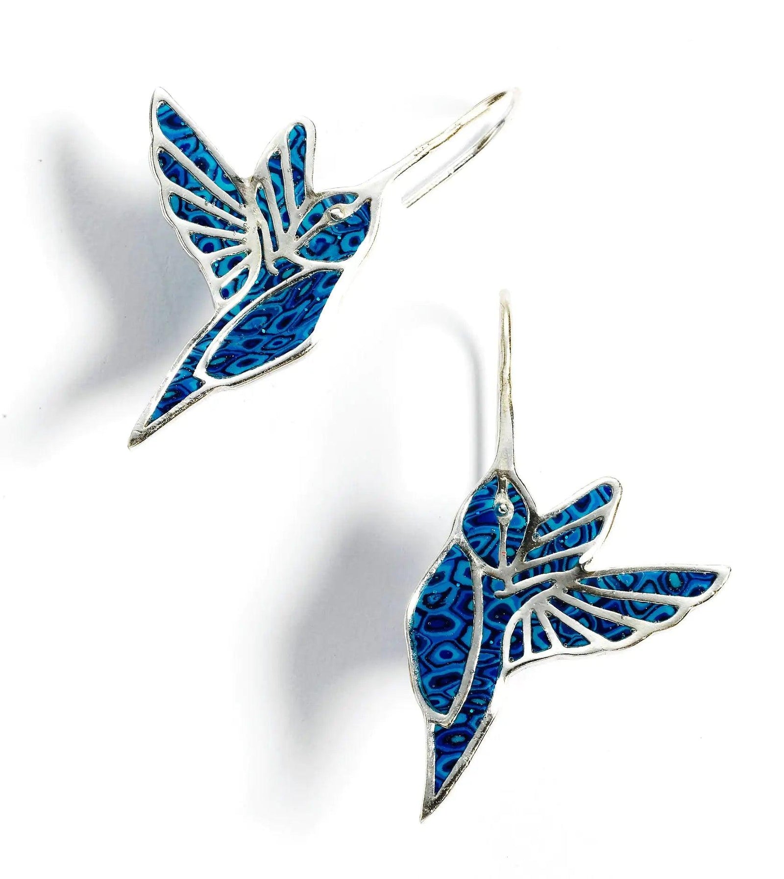 925 Sterling Silver Hummingbird Dangle Earrings - Evallys.com # #