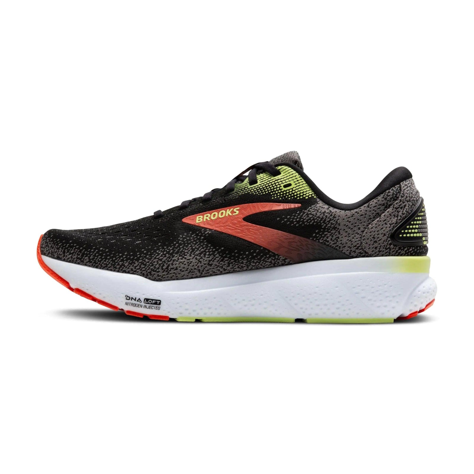 Brooks Men’s Ghost 16 Neutral Running Shoe 10.5 Black/Mandarin Red/Green - Evallys.com # #