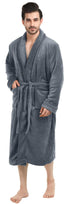 NY Threads Luxurious Men's Shawl Collar Fleece Bathrobe Spa Robe Large-X-Large Grey - Evallys.com