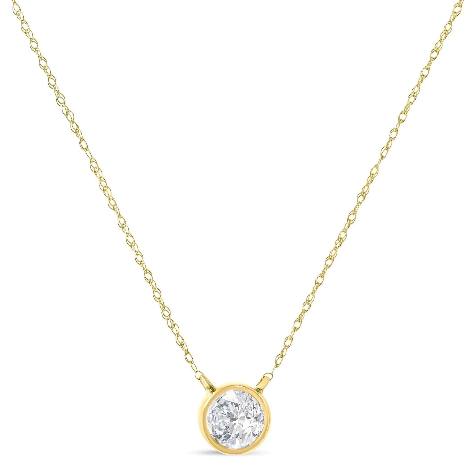 AGS Certified 10K Gold Diamond Solitaire Pendant Necklace (G-H, SI2-I1) - Evallys.com # #