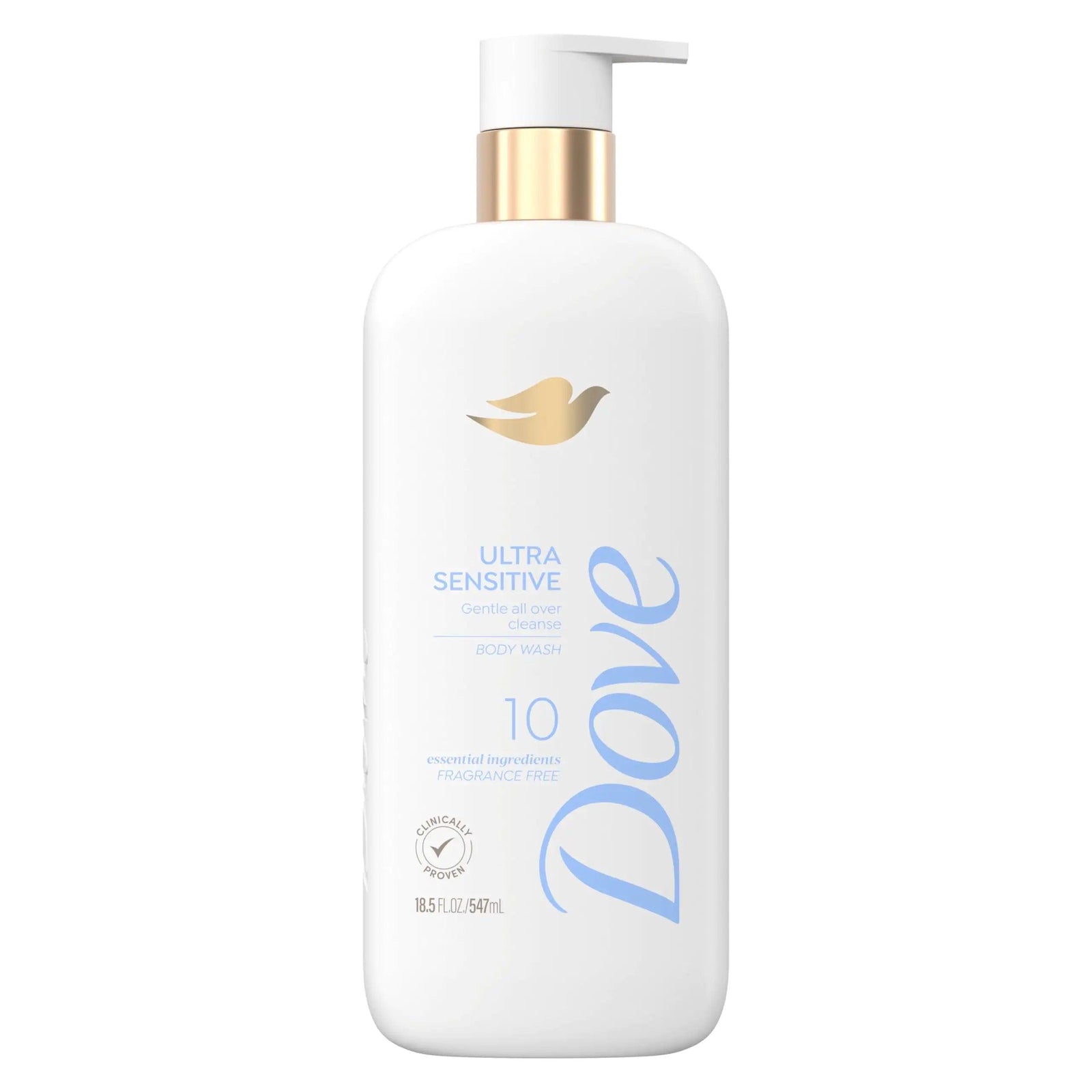 Dove Fragrance Free Body Wash Ultra Sensitive Gentle all-over cleanse 10 essential ingredients 18.5 oz - Evallys.com # #