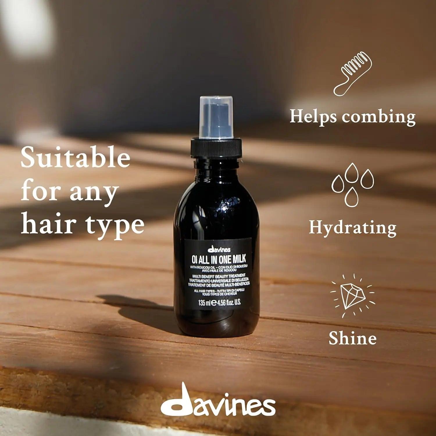 Davines OI All in One Milk | Hair Milk Spray | Powerful Hair Detangler + Hydrating Leave-In Treatment | Smoothes Frizzy Hair 1.7 Fl Oz (Pack of 1) - Evallys.com # #