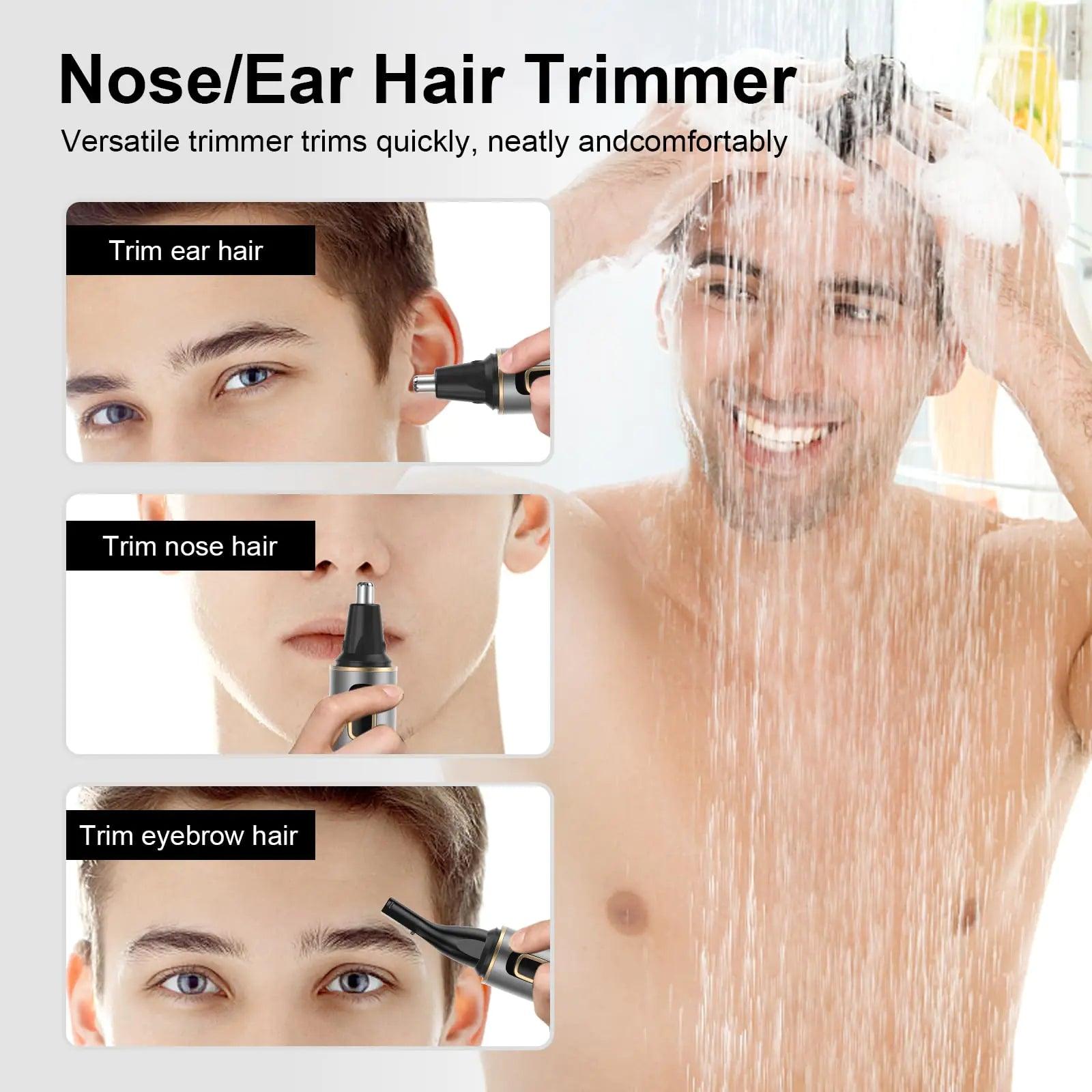 Nose Hair Trimmer for Men, Painless USB Rechargeable Nose Hair Trimmer, Ear and Nose Hair Trimmer for Men, Professional Facial Hair Trimmer with IPX7 Waterproof Dual Edge Blades (Grey) Grey - Evallys.com # #