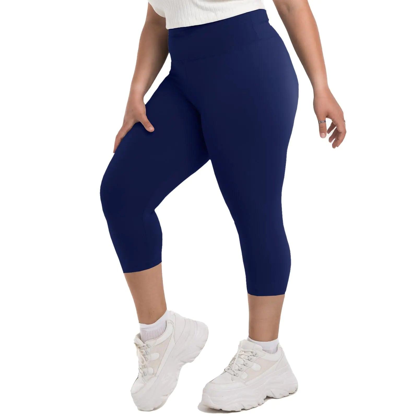 SINOPHANT Plus Size Leggings for Women, High Waisted Tummy Control Buttery Super Soft Black Yoga Pants for Workout Capri XX-Large Navy - Evallys.com # #