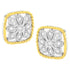 10K Yellow Gold Plated .925 Sterling Silver 1/4 cttw Diamond "Flower in a Box" Stud Earrings (I-J Color, I2-I3 Clarity) - Evallys.com # #