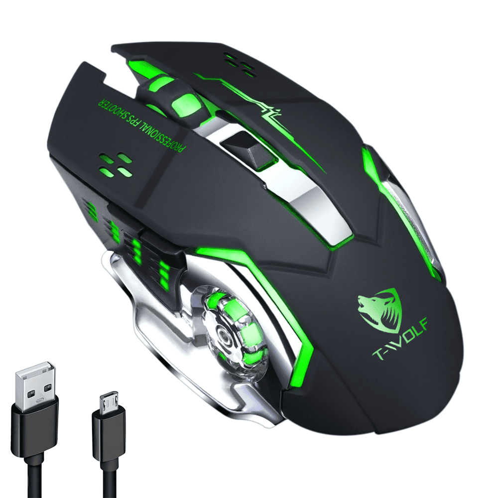 BCOOSS Wireless Gaming Mouse with Buttons on the Side Rechargeable Computer Mice with Light - Evallys.com # #