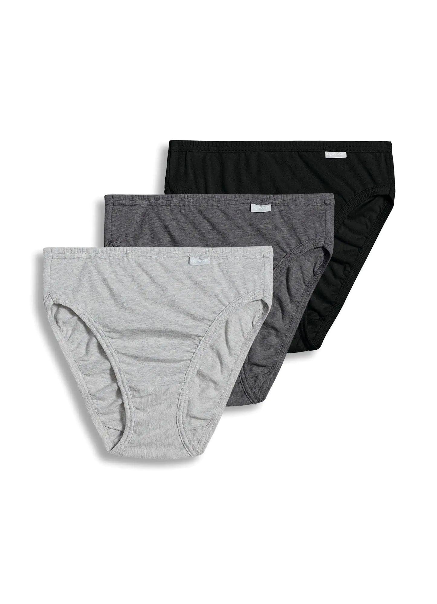 Jockey Women's Underwear Plus Size Elance French Cut - 3 Pack 9 Plus Grey Heather/Charcoal Heather/Black - Evallys.com # #