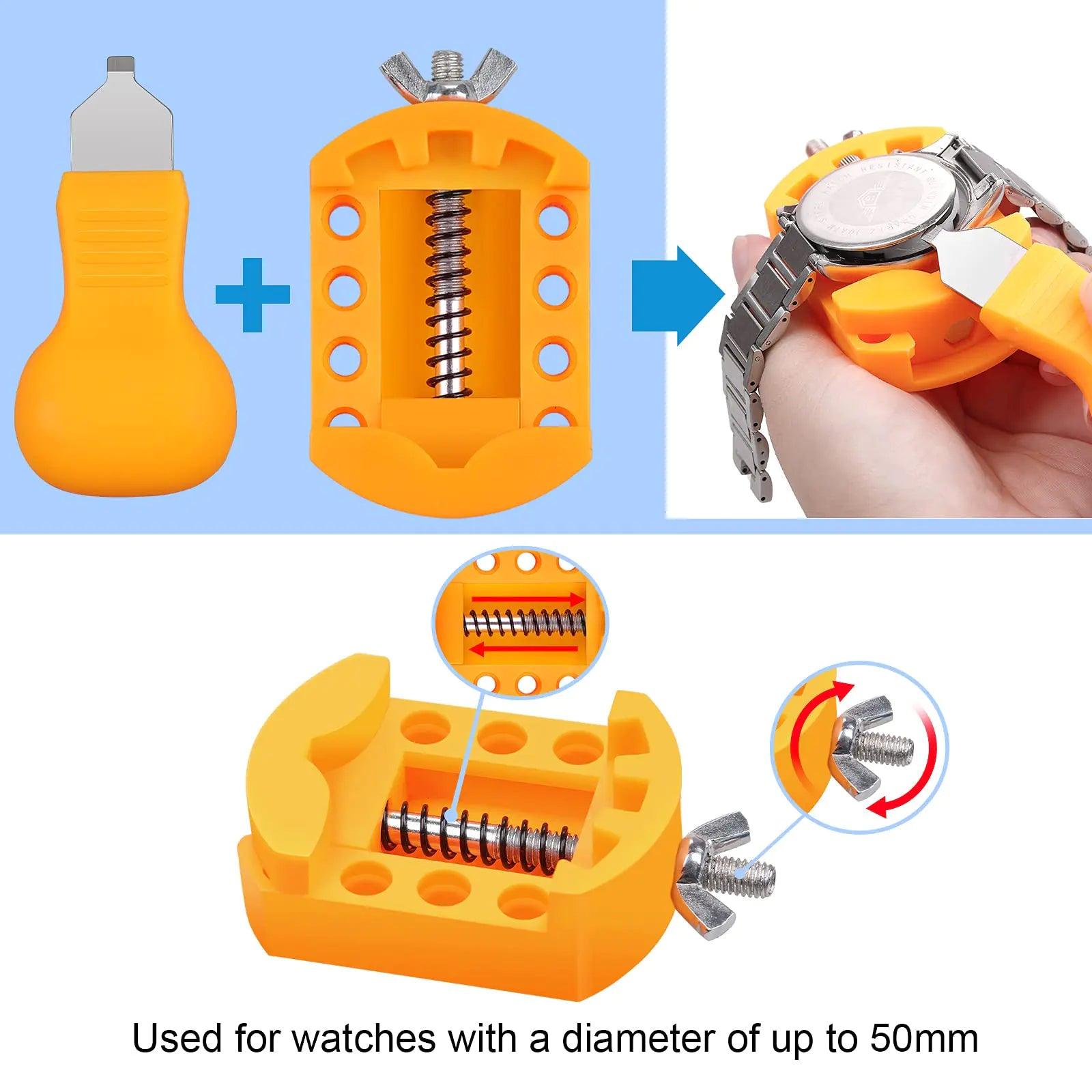 JOREST Watch Battery Replacement Kit, Watch Repair Screwdriver, Watch Band Replacement tool, Watch Wrench Back Remover, Watch Case Opener, Watch Back Remover Holder, Spring bar, Tweezers - Evallys.com # #