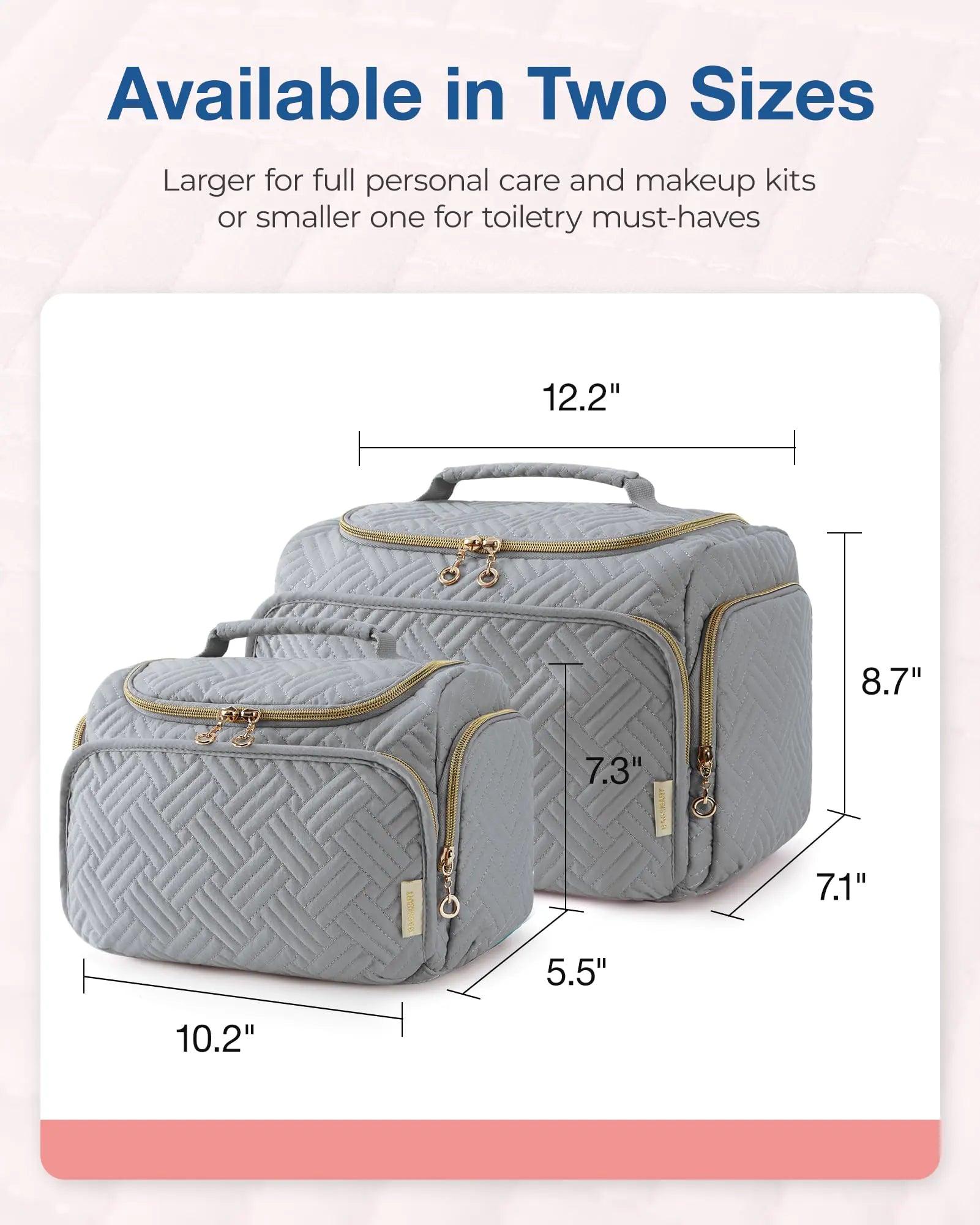 BAGSMART Travel Toiletry Bag, Large Wide-open Travel Bag for Toiletries, Makeup Cosmetic Travel Bag with Handle, Grey-Large - Evallys.com # #