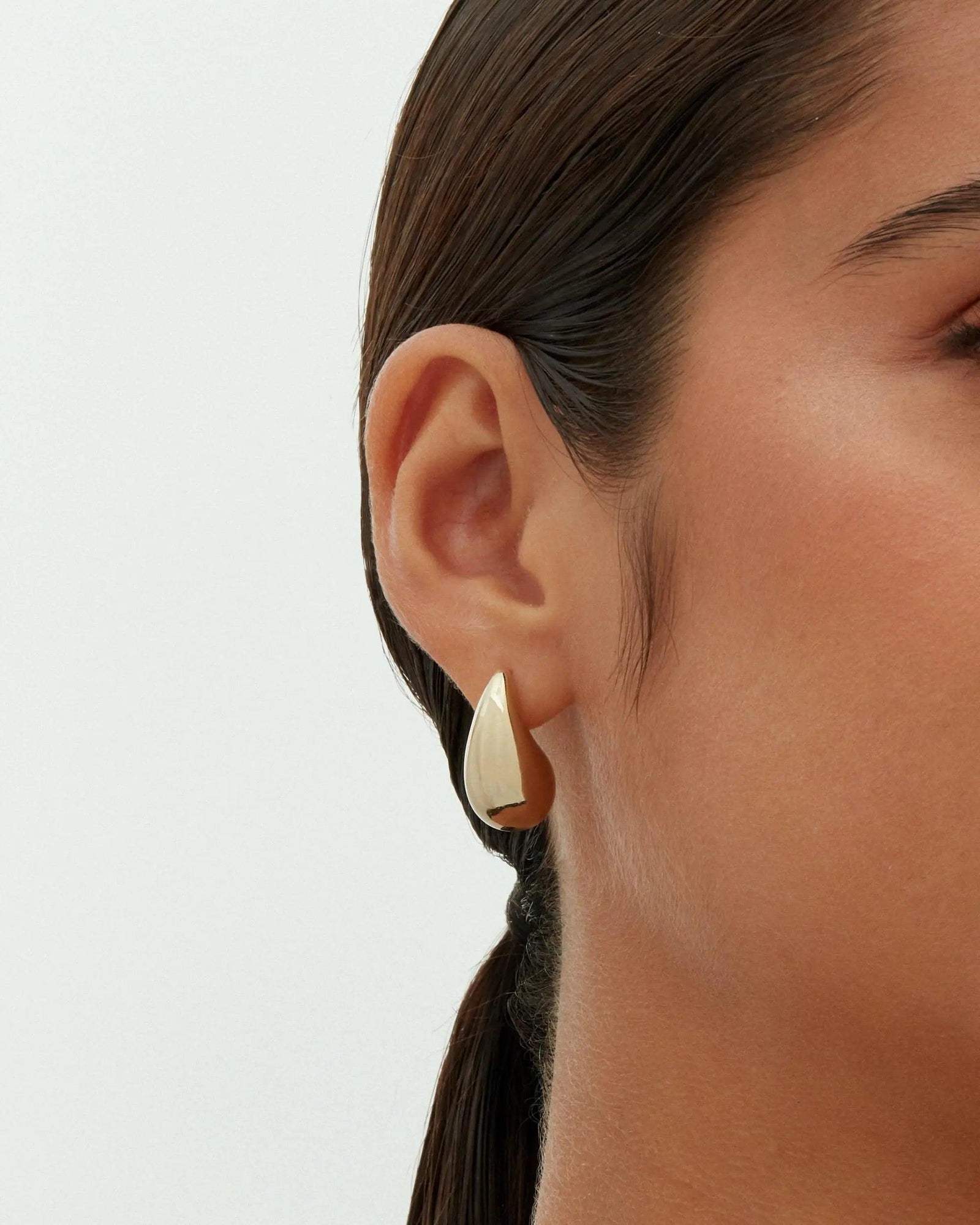 PAVOI 14K Gold Plated 925 Sterling Silver Post Teardrop Chunky Hoop Earrings | Lightweight Drop Earrings for Women | Designer Dupe Earrings White Gold 22 Millimeters - Evallys.com # #