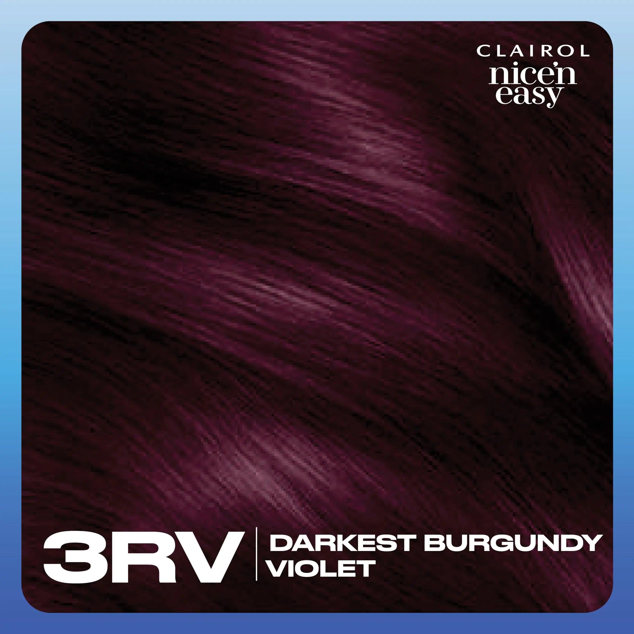 Clairol Nice'n Easy Permanent Hair Dye, 3RV Darkest Burgundy Violet Hair Color, Pack of 1 6.26 Fl Oz (Pack of 1) - Evallys.com # #