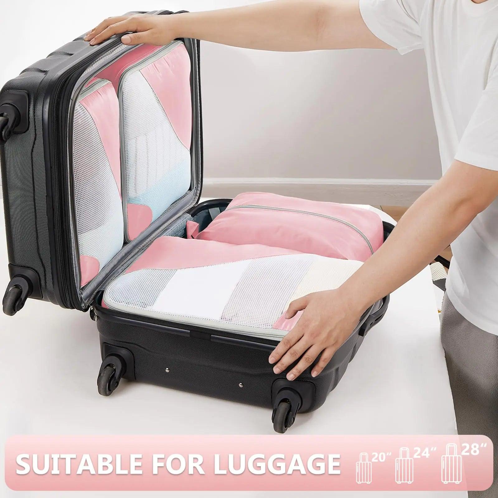 8 Set Packing Cubes for Travel, Sturdy Suitcase Organizer in 4 Sizes (Extra Large, Large, Medium, Small), OlarHike Luggage Cubes with Toiletry Bag, Travel Essentials, Cruise Ship Gifts for Women, Pink 04-Pink - Evallys.com # #