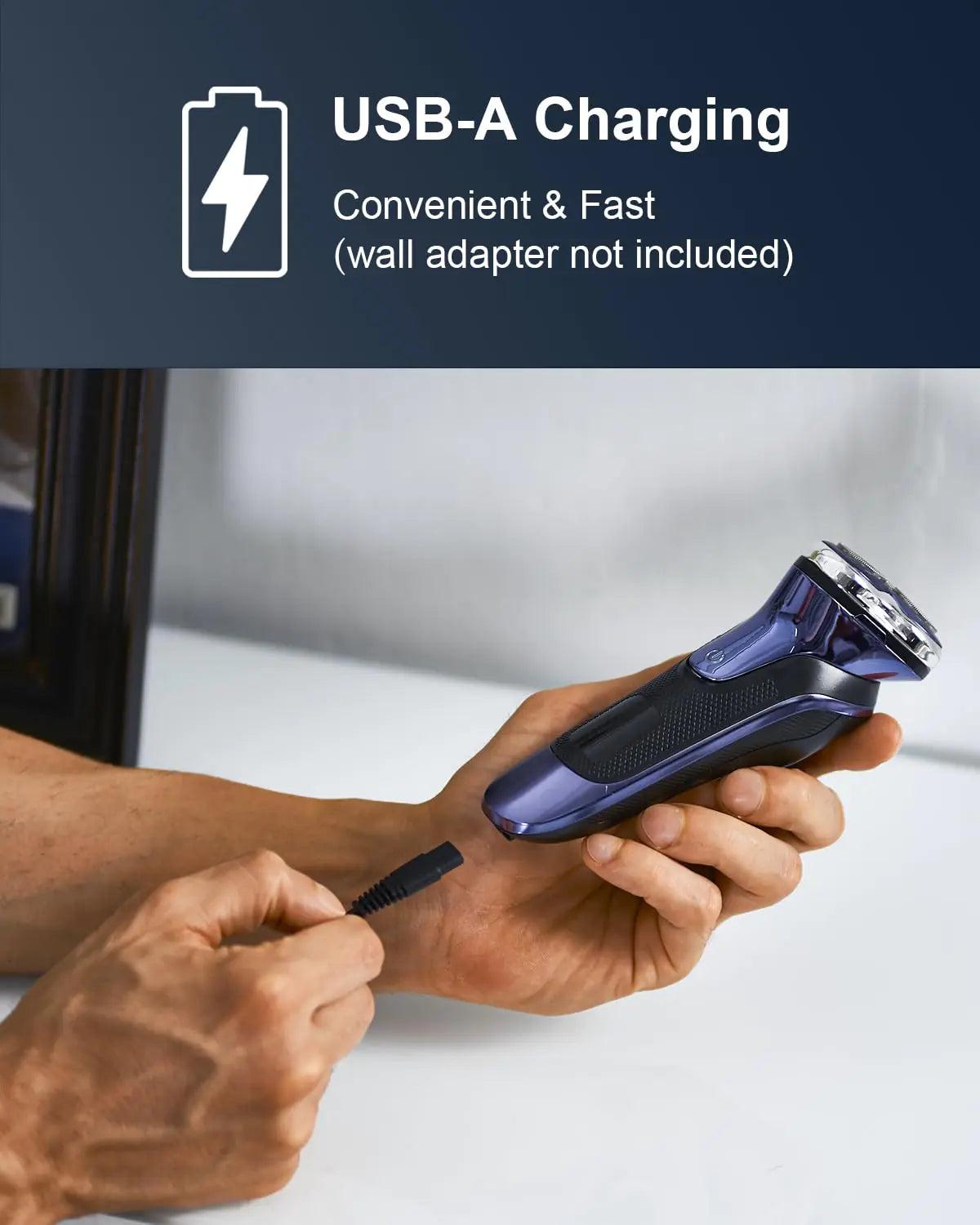 Electric Razor for Men, Noahstrong Electric Shaver for Men, Wet Dry Shaver with Pop up Trimmer, Rechargeable Razor for Men Face Blue - Evallys.com # #