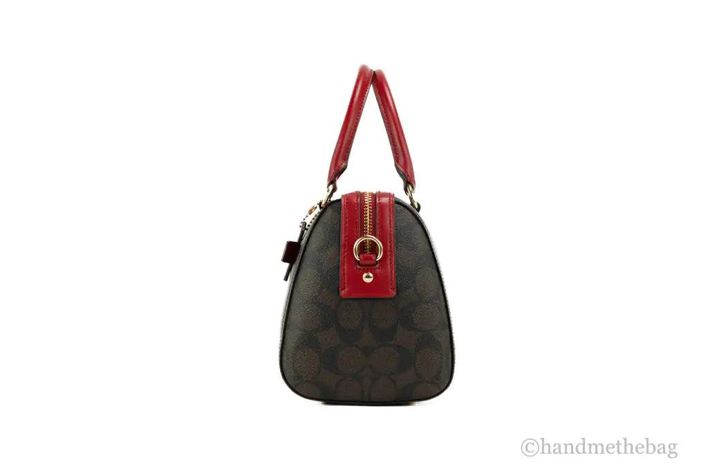 Coach (83607) Rowan Brown 1941 Red Signature Medium Satchel Crossbody Handbag - Evallys.com # #